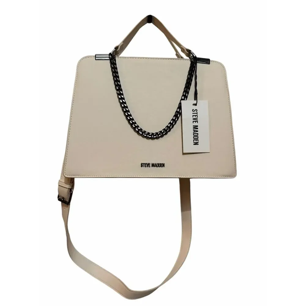 Steve Madden Bevelyn/Evelyn Grab Handle Satchel - Large Vanilla/Cream Color Bag